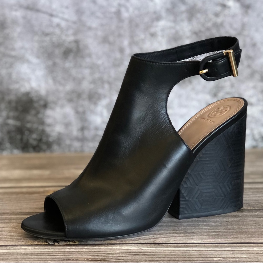 Tory Burch leather peep toe shoes booties